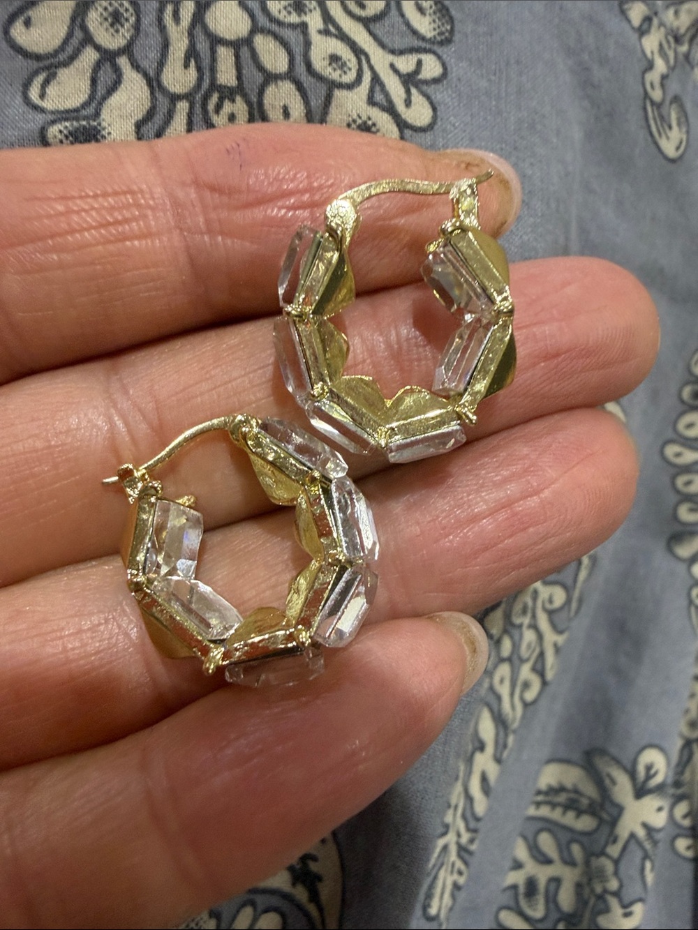 Classic Gold Cubic Zirconia Stud Earrings - Clear Crystal - Picture 4 of 5
